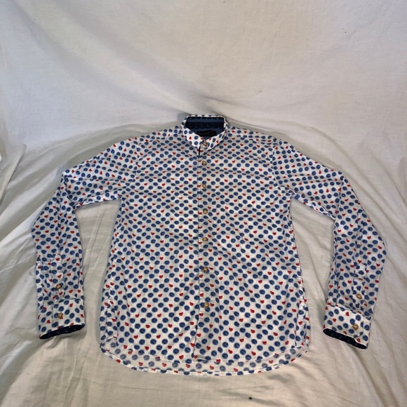 Farenheit Other - Fahrenheit All Over Citrus Polka Dot LS Button Up